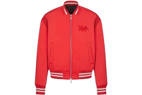 DIOR AND SHAWN Bomber Jacket Red Technical Satin